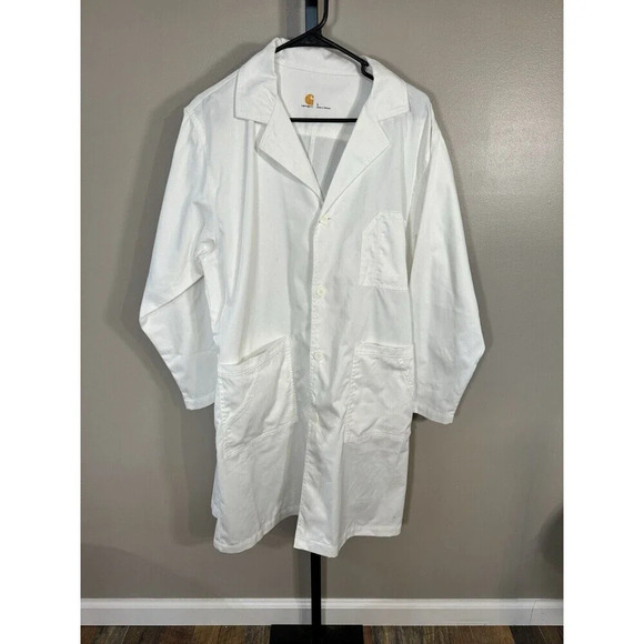 CARHARTT Ripstop Lab Coat L  White |  Laboratory Work Fancy Dress Button Up - Picture 1 of 6